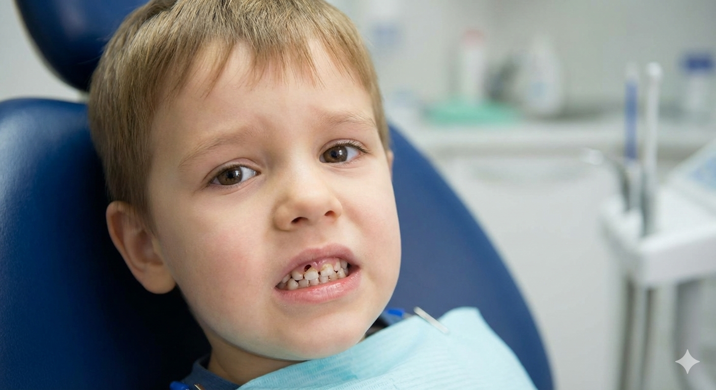 Before treatment image highlighting teeth discoloration and gaps