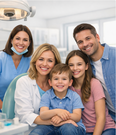 After treatment image showcasing whiter teeth and closed gaps